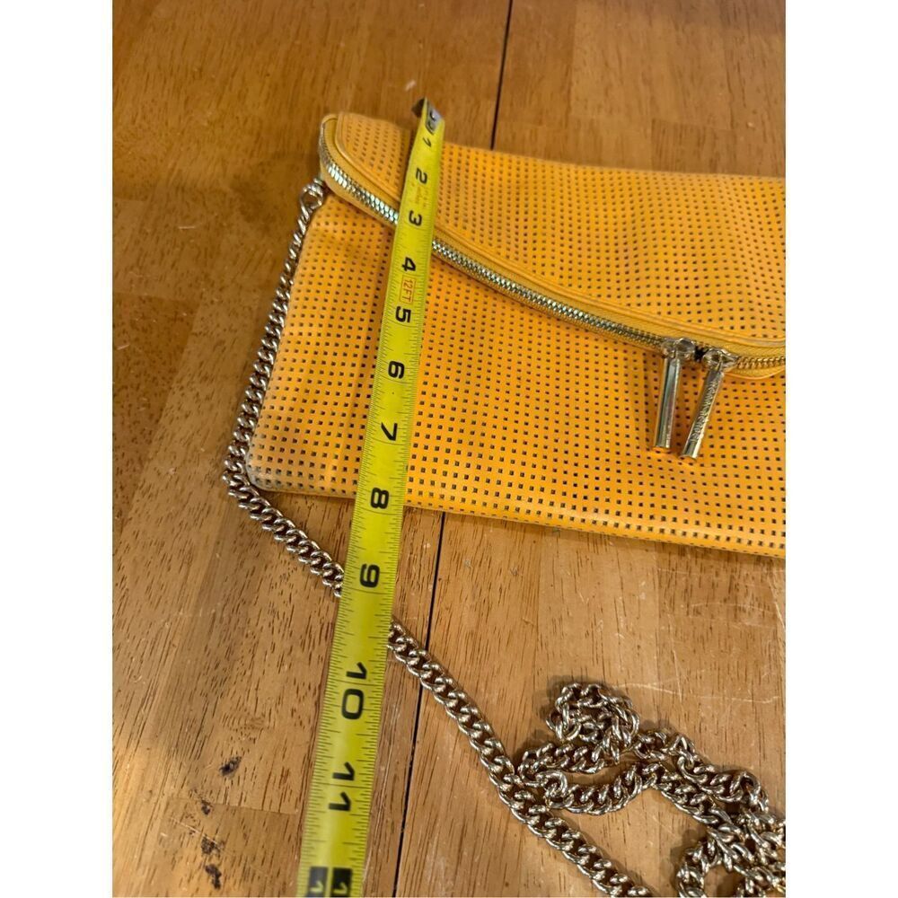 Henri Bendel Yellow Leather Gold Chain Crossbody Clutch Bag - Picture 4 of 12